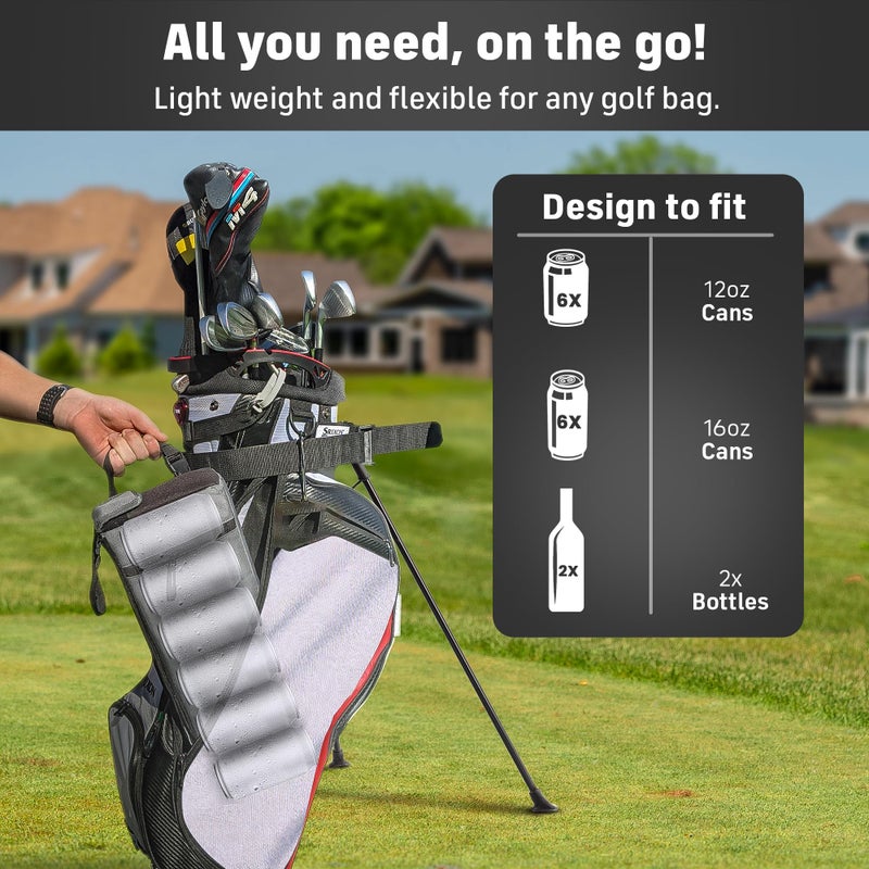 INTHEZONE Frostbox Golf Bag Cooler with Ice Pack | Insulated 6-Can Beer Sleeve | Stays Cold for Hours Discreet Hidden Design - Fits in Golf Bag - Black/Gray - Image 2